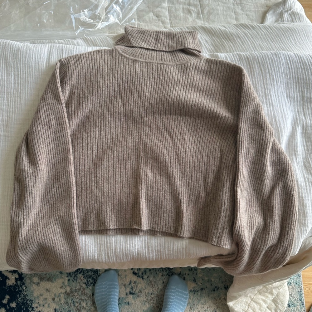 Reformation Taupe Cashmere Turtleneck